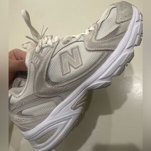 New Balance Cream and Gray Athletic Shoes